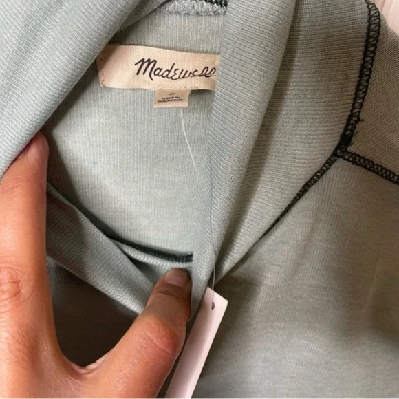 NEW! Madewell Women’s Light Green Mock Long Sleeve Sheer Tee, Size XXS - Picture 5 of 7